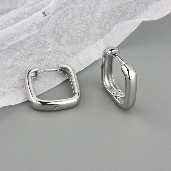 Wholesale Square S925 Sterling Silver Geometric Electroplated Earrings For Women