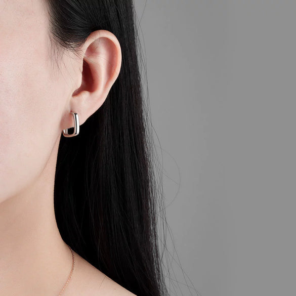 Wholesale Square S925 Sterling Silver Geometric Electroplated Earrings For Women