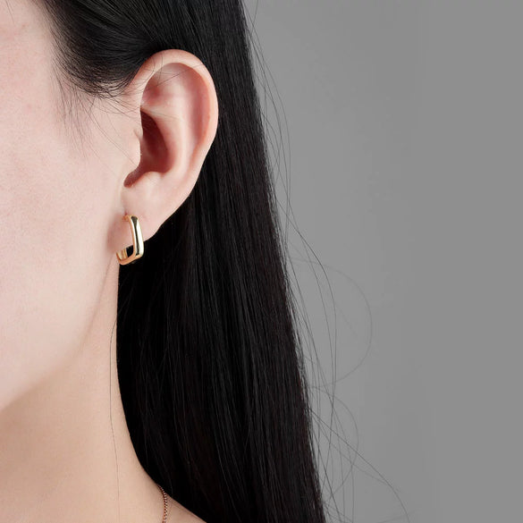 Wholesale Square S925 Sterling Silver Geometric Electroplated Earrings For Women