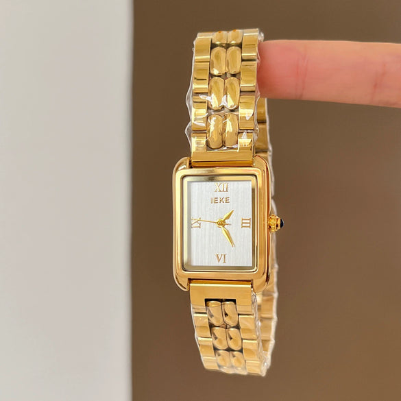 Wholesale Square Scale Gold Steel Band Quartz Watch For Women Retro High End Casual Style