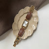 Wholesale Square Semibangle Bracelet Watch For Women Leather Inlaid With Super Fiber Strap And Alloy Case