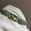 Wholesale Square Semibangle Bracelet Watch For Women Leather Inlaid With Super Fiber Strap And Alloy Case