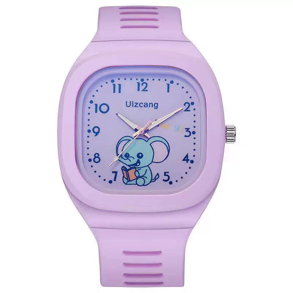 Wholesale Square Silicone Student Watch With Cute Cartoon Design And Luminous Feature