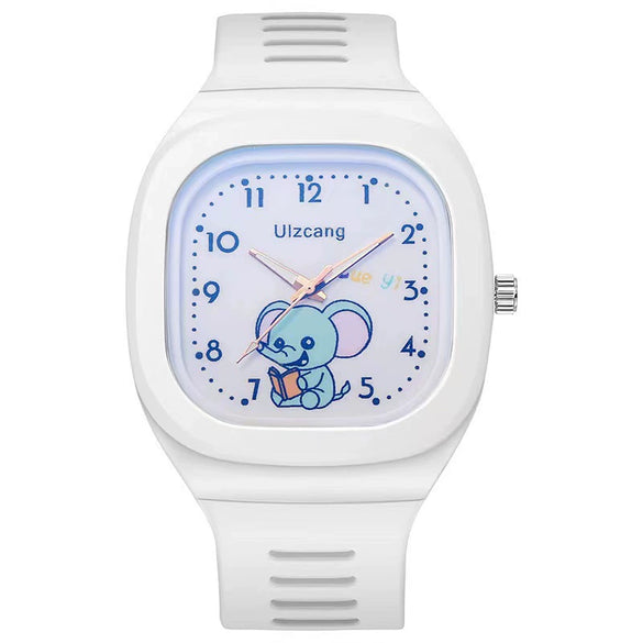 Wholesale Square Silicone Student Watch With Cute Cartoon Design And Luminous Feature