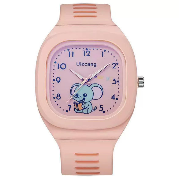 Wholesale Square Silicone Student Watch With Cute Cartoon Design And Luminous Feature