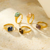 Wholesale Square Stainless Steel Inlaid Natural Stone Electroplated Fashion Women's Ring