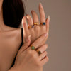 Wholesale Square Stainless Steel Inlaid Natural Stone Electroplated Fashion Women's Ring