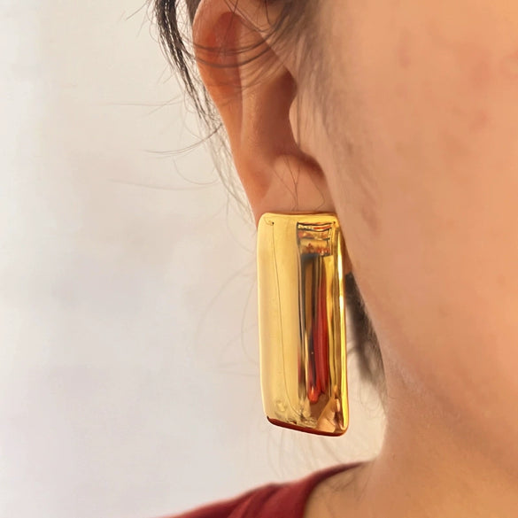 Wholesale Square Stainless Steel 18K Gold Plated Electroplated Geometric Earrings For Women