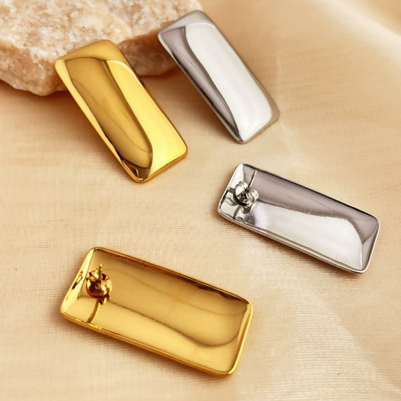 Wholesale Square Stainless Steel 18K Gold Plated Electroplated Geometric Earrings For Women