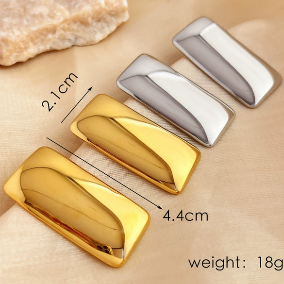 Wholesale Square Stainless Steel 18K Gold Plated Electroplated Geometric Earrings For Women
