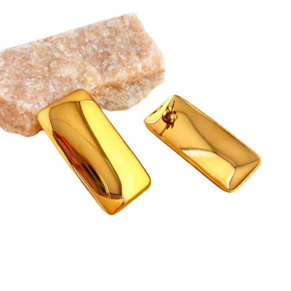 Wholesale Square Stainless Steel 18K Gold Plated Electroplated Geometric Earrings For Women