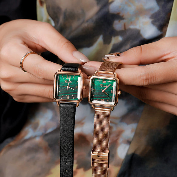 Wholesale Square Women's Watch Alloy Case Pu Leather And Alloy Steel Strap Rose Gold Buckle Fashion Style