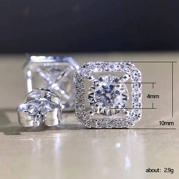 Wholesale Square Zircon Earrings Copper Geometric Style