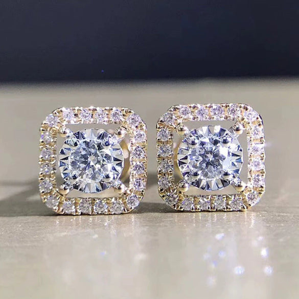 Wholesale Square Zircon Earrings Copper Geometric Style