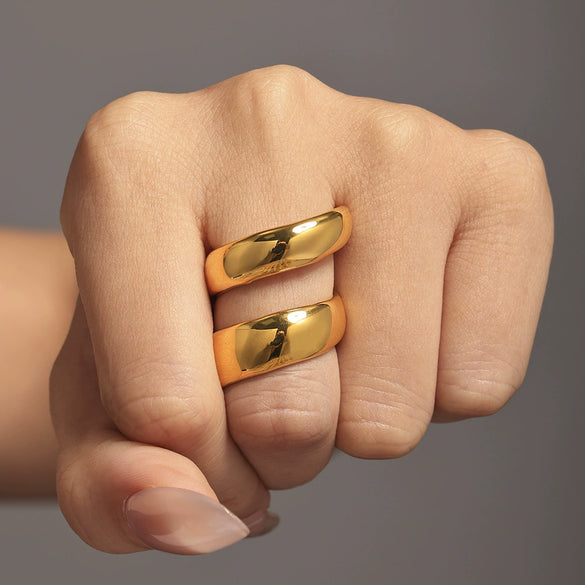Wholesale Sshaped Spiral Wound Stainless Steel Finger Ring With Geometric Pattern And 18K Real Gold Electroplated For Women
