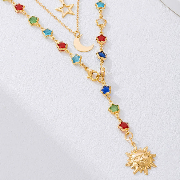 Wholesale Stackable Clavicle Necklace With Flowershaped Diamondencrusted Cross Pendant Electroplated Alloy And Zinc Alloy For Women