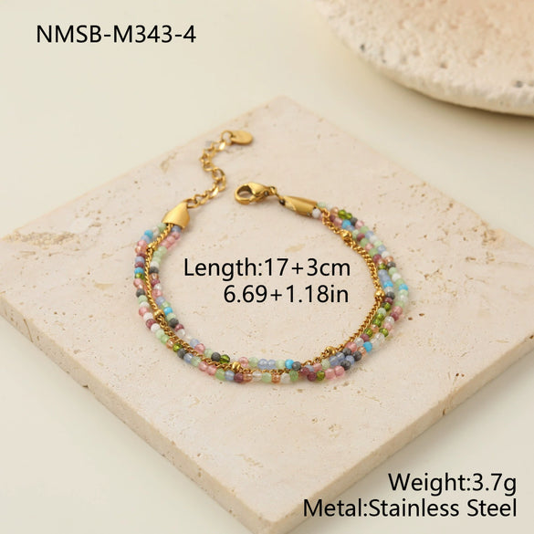 Wholesale Stackable Colorful Geometric Stainless Steel 18K Electroplated Bracelets For Women