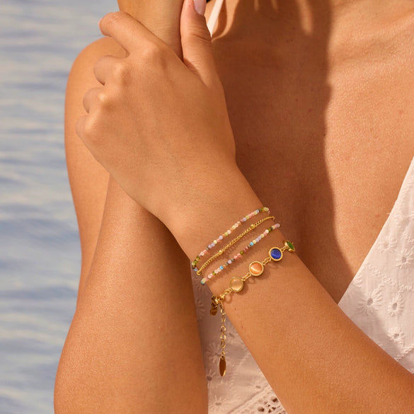 Wholesale Stackable Colorful Geometric Stainless Steel 18K Electroplated Bracelets For Women