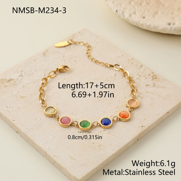 Wholesale Stackable Colorful Geometric Stainless Steel 18K Electroplated Bracelets For Women