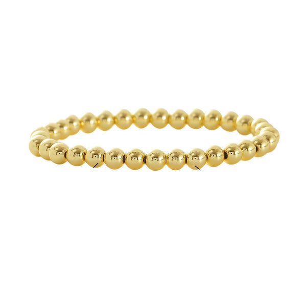 Wholesale Stackable Copper Pearl Beaded Elastic Bracelet Set With Geometric Style And Electroplating Design For Unisex