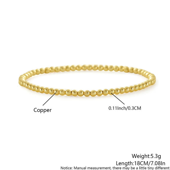 Wholesale Stackable Copper Pearl Beaded Elastic Bracelet Set With Geometric Style And Electroplating Design For Unisex