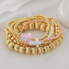 Wholesale Stackable Copper Real Gold Plated Geometric Bead Bracelet Set Unisex