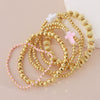 Wholesale Stackable Copper Real Gold Plated Geometric Bead Bracelet Set Unisex