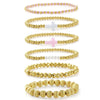 Wholesale Stackable Copper Real Gold Plated Geometric Bead Bracelet Set Unisex