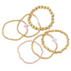 Wholesale Stackable Copper Real Gold Plated Geometric Bead Bracelet Set Unisex