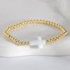 Wholesale Stackable Copper Real Gold Plated Geometric Bead Bracelet Set Unisex