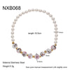 Wholesale Stackable Elastic Cord Bracelet With Floral Beads And Geometric Pendant For Women Stainless Steel Electroplated