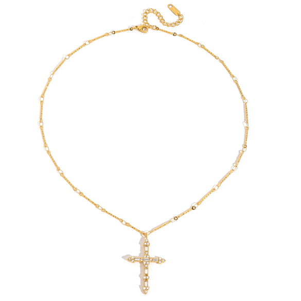 Wholesale Stackable Electroplated Stainless Steel Cross Necklace For Women