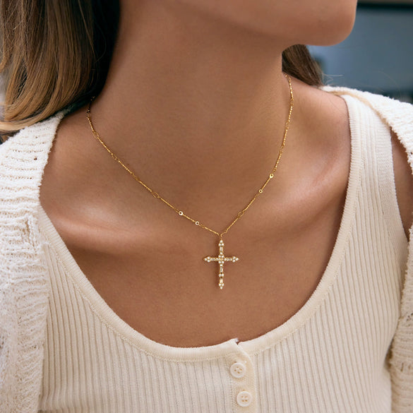 Wholesale Stackable Electroplated Stainless Steel Cross Necklace For Women