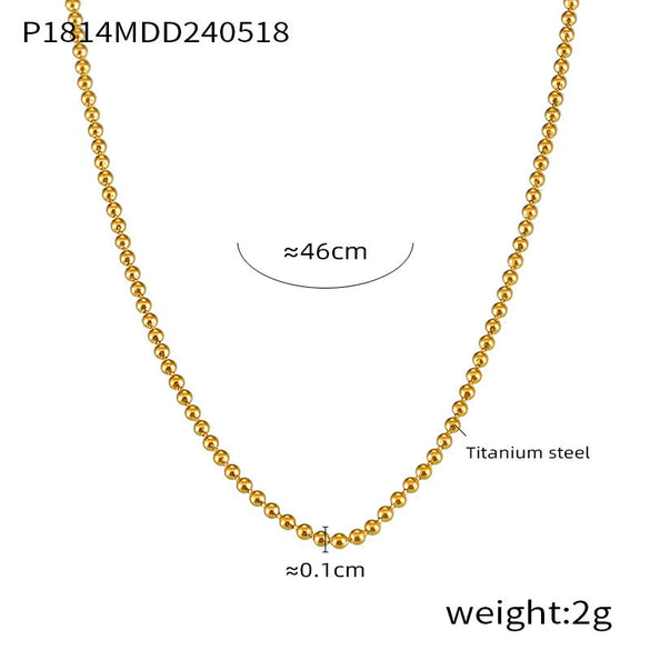 Wholesale Stackable Fashion Women's Titanium Steel Necklace With Round Beads And Snake Bone Chain Electroplated Geometric Design