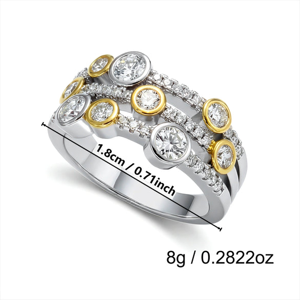 Wholesale Stackable Geometric Line Zircon Inlay Electroplated Copper Ring Unisex Fashion Accessories