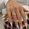 Wholesale Stackable Geometric Line Zircon Inlay Electroplated Copper Ring Unisex Fashion Accessories