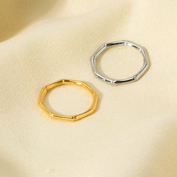 Wholesale Stackable Geometric Stainless Steel 18K Gold Plated Ring For Women