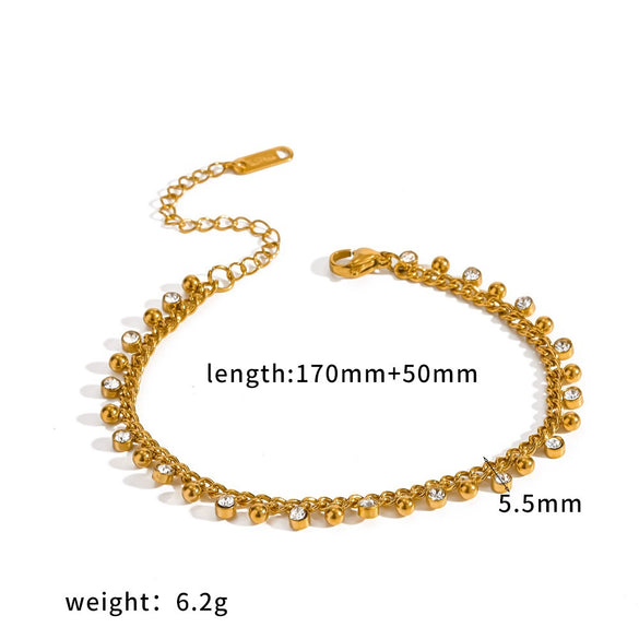 Wholesale Stackable Geometric Stainless Steel Women's Bracelet With Diamonds And Zircon Vacuum Plated