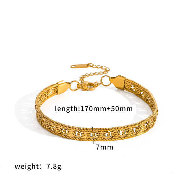 Wholesale Stackable Geometric Stainless Steel Women's Bracelet With Diamonds And Zircon Vacuum Plated