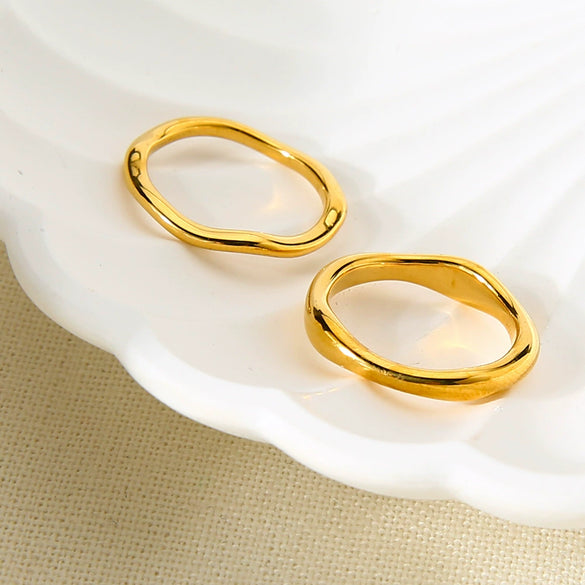 Wholesale Stackable 18K Gold Plated Stainless Steel Wave Ring For Women And Men