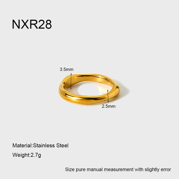 Wholesale Stackable 18K Gold Plated Stainless Steel Wave Ring For Women And Men
