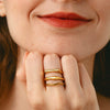 Wholesale Stackable 18K Gold Plated Stainless Steel Wave Ring For Women And Men