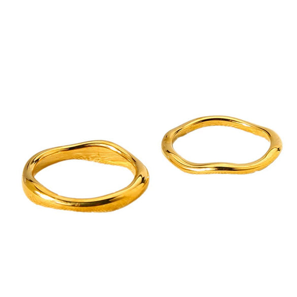 Wholesale Stackable 18K Gold Plated Stainless Steel Wave Ring For Women And Men