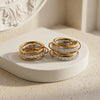 Wholesale Stackable Ring Set With Cross Design 18K Gold Texture Titanium Steel Geometric Electroplated For Couples