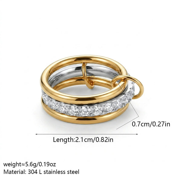 Wholesale Stackable Ring Set With Cross Design 18K Gold Texture Titanium Steel Geometric Electroplated For Couples