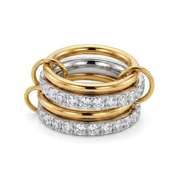 Wholesale Stackable Ring Set With Cross Design 18K Gold Texture Titanium Steel Geometric Electroplated For Couples