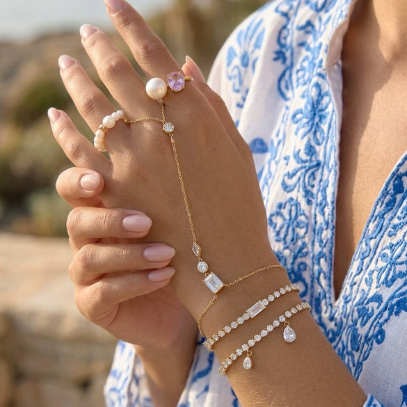 Wholesale Stackable Stainless Steel Geometric Electroplated Women's Bracelet