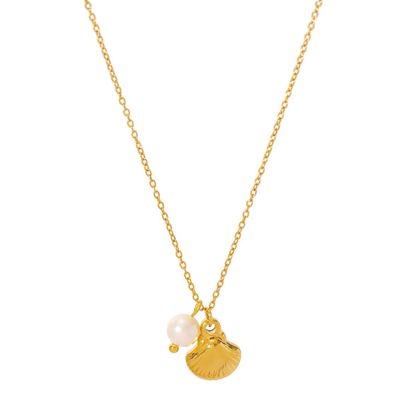 Wholesale Stackable Starfish Shells With Pearl Pendants Stainless Steel 18K Gold Plated Minimalist Women's Necklace