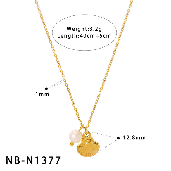 Wholesale Stackable Starfish Shells With Pearl Pendants Stainless Steel 18K Gold Plated Minimalist Women's Necklace