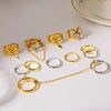 Wholesale Stackable Women's Geometric Horse Eye Rings Stainless Steel 18K Gold Plated With Diamonds